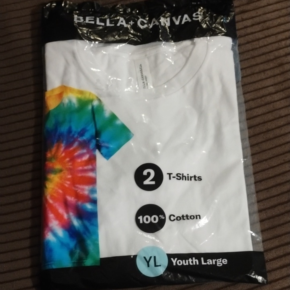 Bella Canvas Youth Large Tie-Dye and White T-Shirts